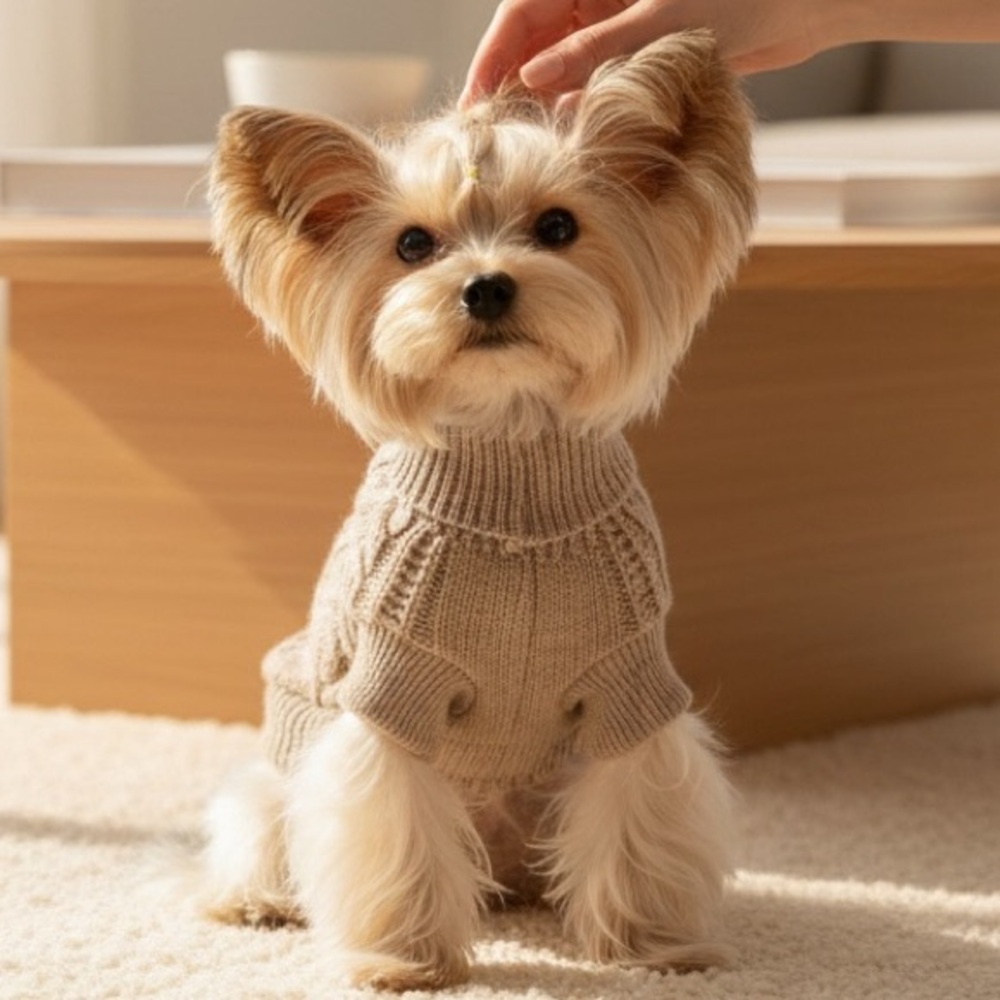 Cozy Tan Dog Sweater size Large